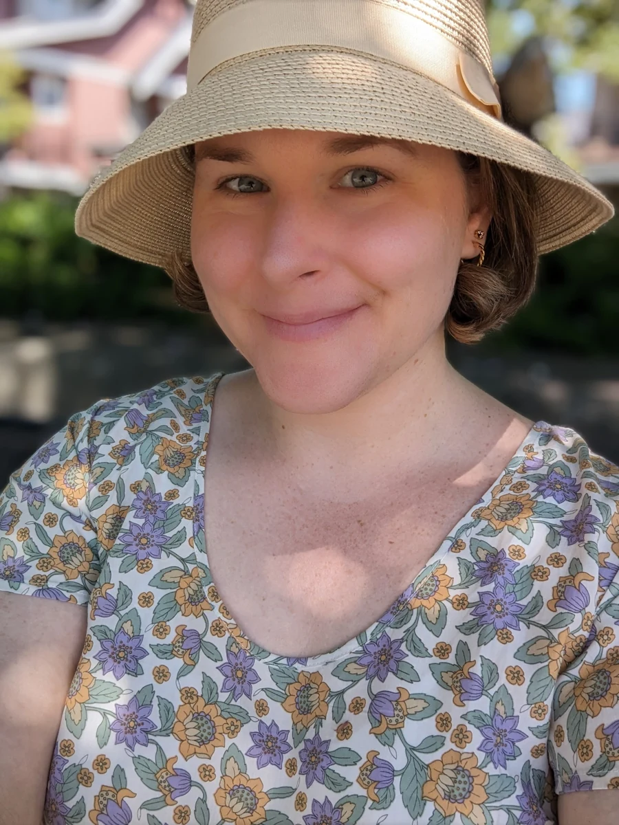 Jane Whittingham wearing a sun hat outdoors